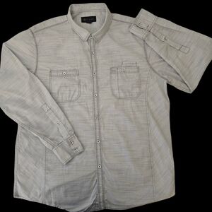 INC International Concepts Men Button Up Shirt Size L White Long Sleeve Cotton